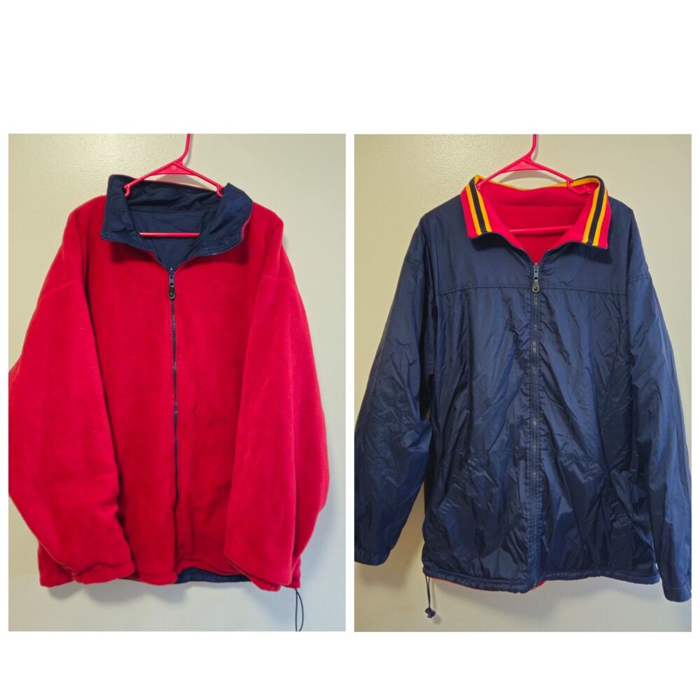 Vintage Ferruche Reversible Fleece Nylon Full Zip Jacket Y2K Mens XL